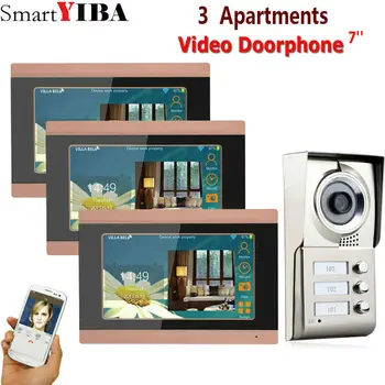 

SmartYIBA 7inch Record wireless Wifi 3 Apartments Video Door Phone Intercom System IR-CUT HD 1000TVL Camera Doorbell Camera