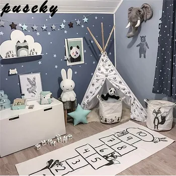 

Puseky Baby Hopscotch Gym Mat Tapete Infantil Play Mat For Kids Game Rug Educational Sport Crawling Mats Blanket Children Mats