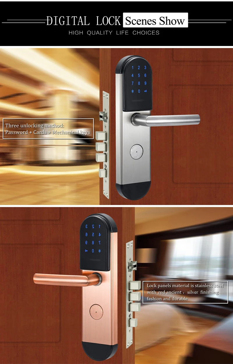 Security Electronic Combination Key Card Door Lock Digital Door Lock Touch Keypad Password Door Lock Smart entry For Home Office