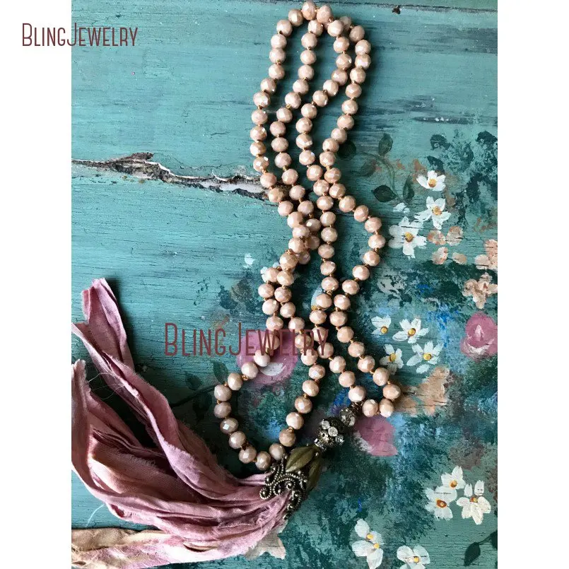 20190301-NM15565-romantic shabby boho chic muted pink versatile sari silk tassel necklace_2