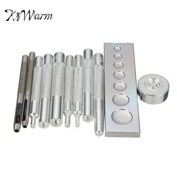 

KiWarm 11Pcs/Set Practical DIY Leather Tool Die Punch Hole Snap Rivet Setter Base Kit for Home Handmade Leather Craft DIY Tools
