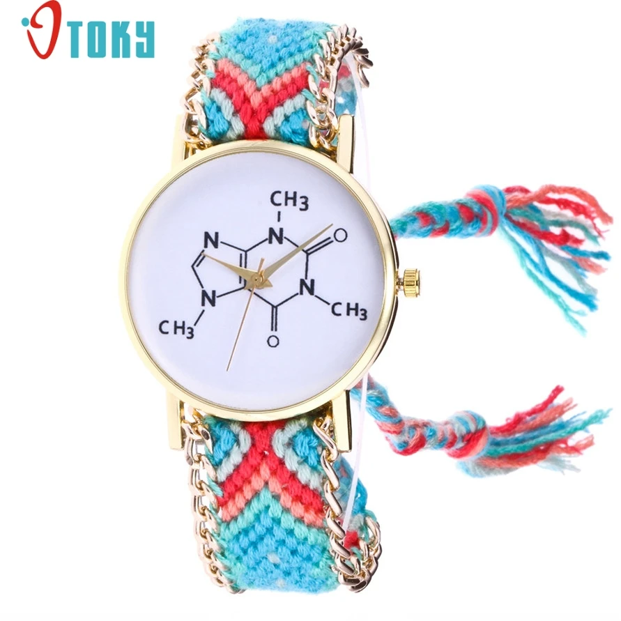 

Free Shipping Chemical Formula Weaved Rope Bracelet Watch 170630