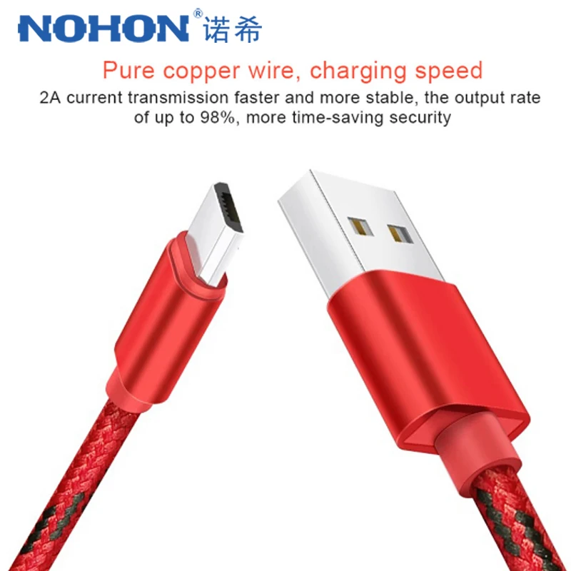 NOHON Micro usb зарядный кабель для передачи данных для Xiaomi Redmi 4X 4A huawei LG samsung Galaxy S7 S6 мобильный телефон нейлоновый провод для быстрой зарядки