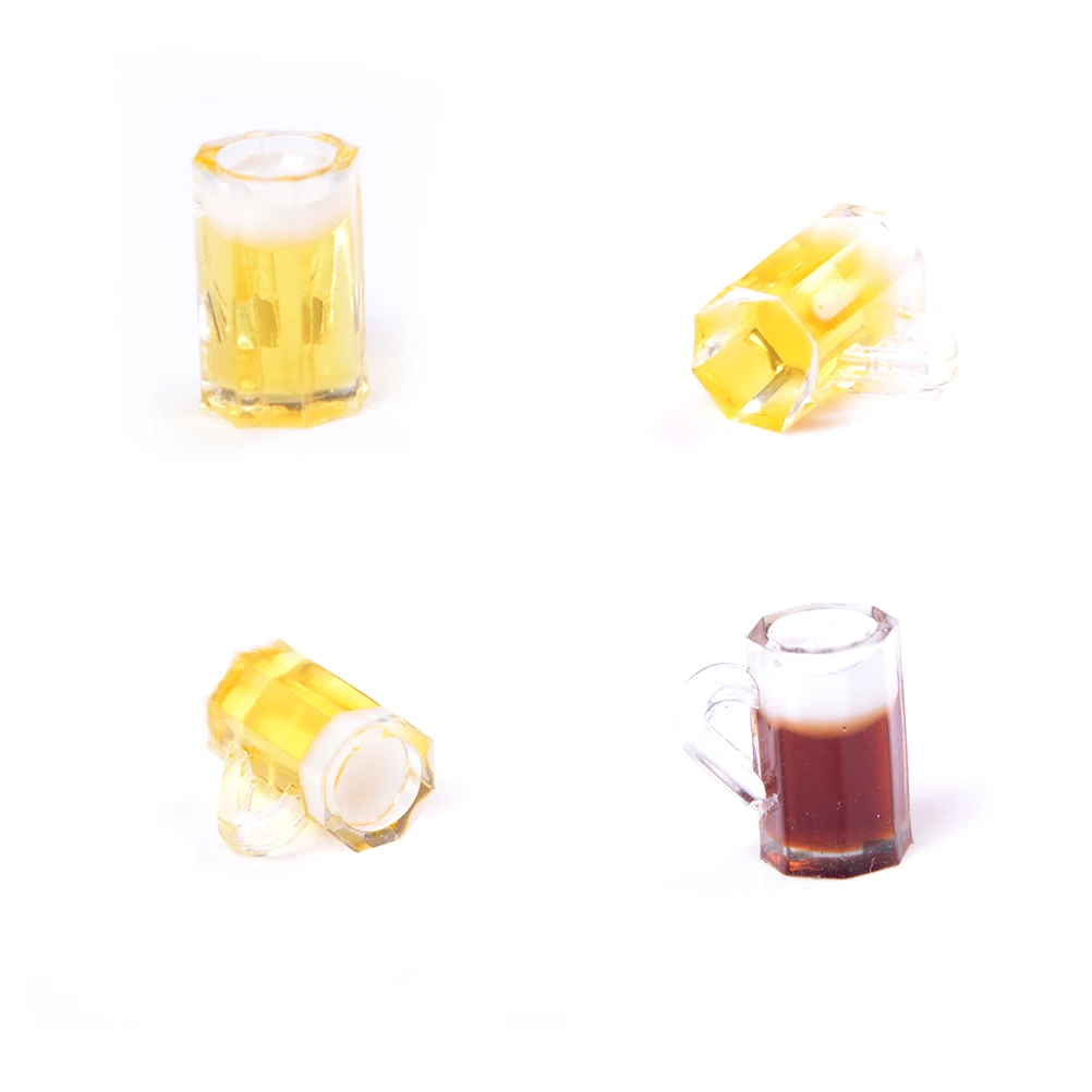 4PCS Dollhouse Miniature Food Model Accessories Mini Beer Glass Cup