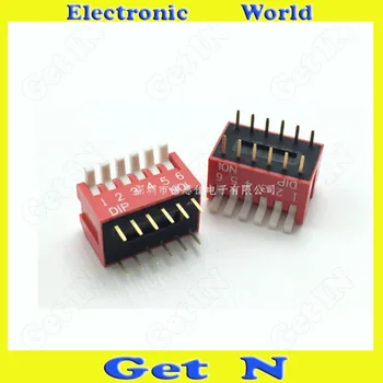 

50pcs Key style Side DIP Switch 2.54MM Pitch Spacing DIP Switches 6 Positions 12 Pins Red
