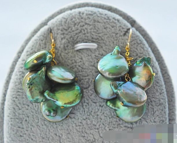 

hot sell new - -hot 12293 green COIN FRESHWATER PEARL DANGLE Grapes EARRING