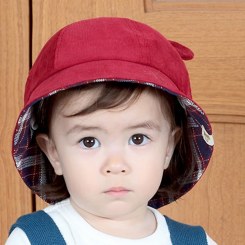 Fashion Baby Bucket Hat For Girls Cute Bear Ears Hat Toddler Kids Hat Caps Cotton Boys Girls Sun Cap Autumn Baby Girls Clothing (23)
