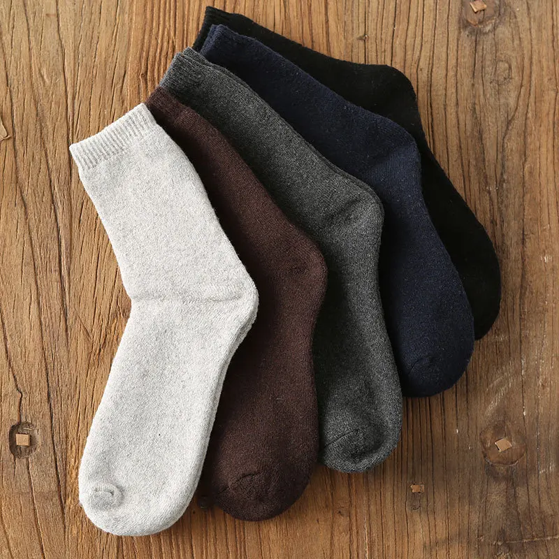 6pcs=3Pairs Men Wool Socks Winter Super Thick Warm Black gray Woolen Thermal Male Casual Sleep Socks for men Gifts dropshipping