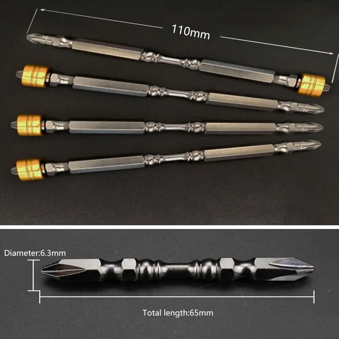 

4Pcs/Set Strong Hardness Magnetic Phillips Screwdriver Bit Double Head Electric Durable Long Bits Tool Steel Drills