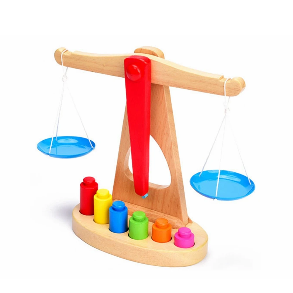 Новое поступление Детские Монтессори Дошкольное Развивающие игрушки маленькие деревянные игрушки баланс игрушечные весы с 6 весов для детей Подарки