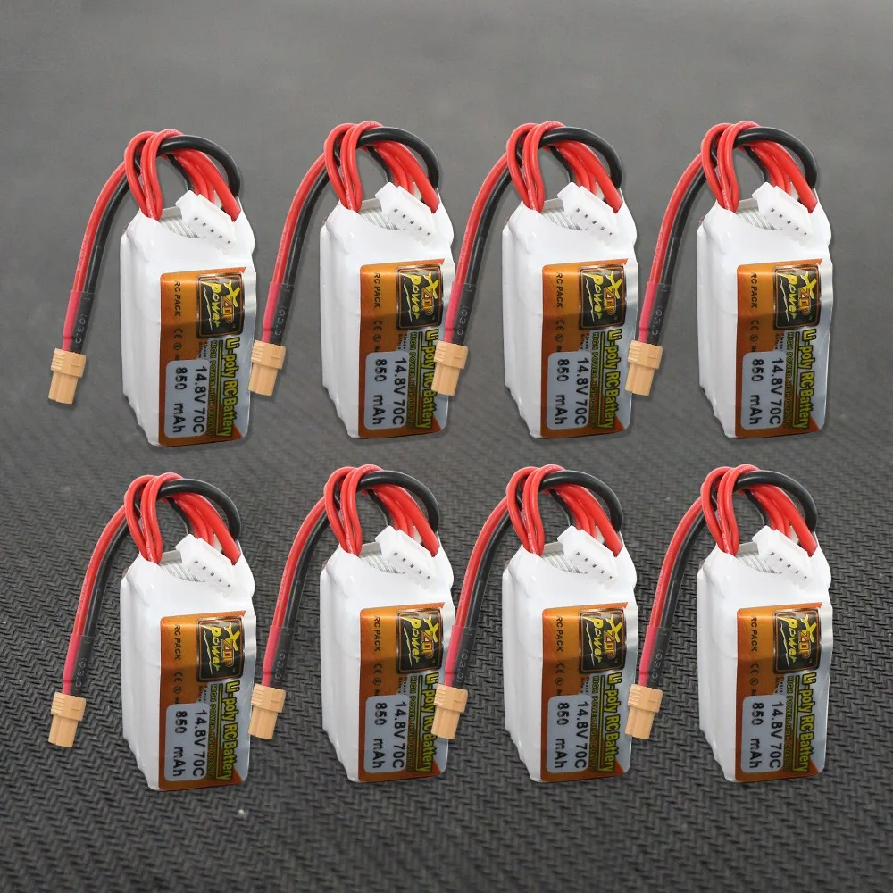 

ZOP Power LiPo Battery 8pcs 14.8V 850mAh 70C 4S XT30 Plug JST Plug For RC Quadcopter Drone Helicopter Car Airplane