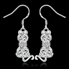 Estilo del verano fine silver plated pendientes 925-sterling-silver joyería de piedra blanco pendientes para para SE335