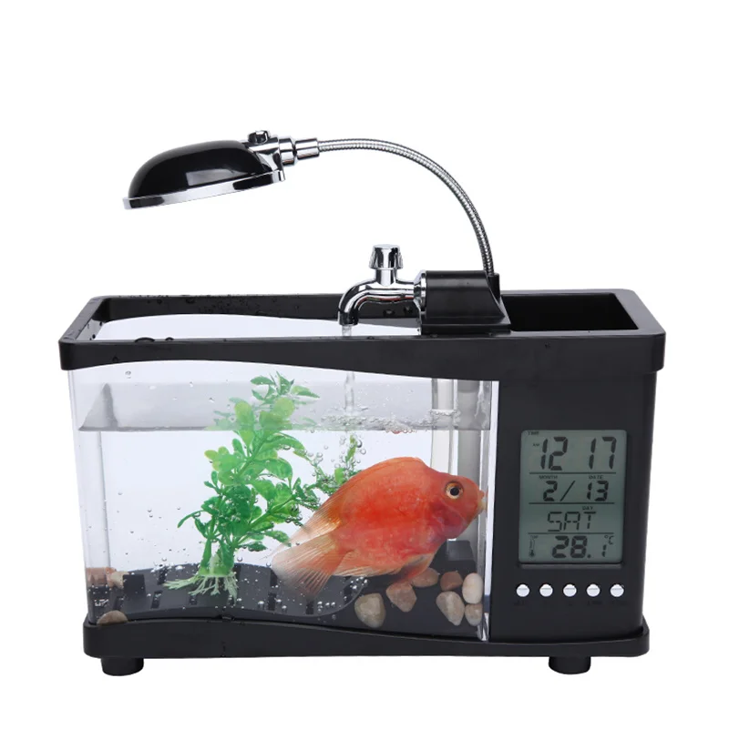 Simple life Multi function LED glowing digital alarm Clock aquarium desktop clock thermometer