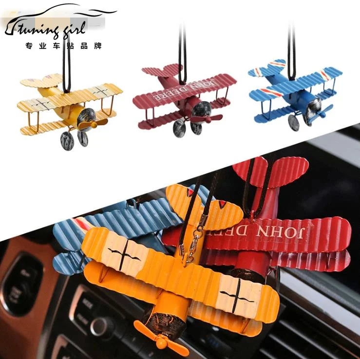 

Car Ornament Handmade Airplane Period-style Bi-plane Pendant Handings Funny Creative Decoration D15