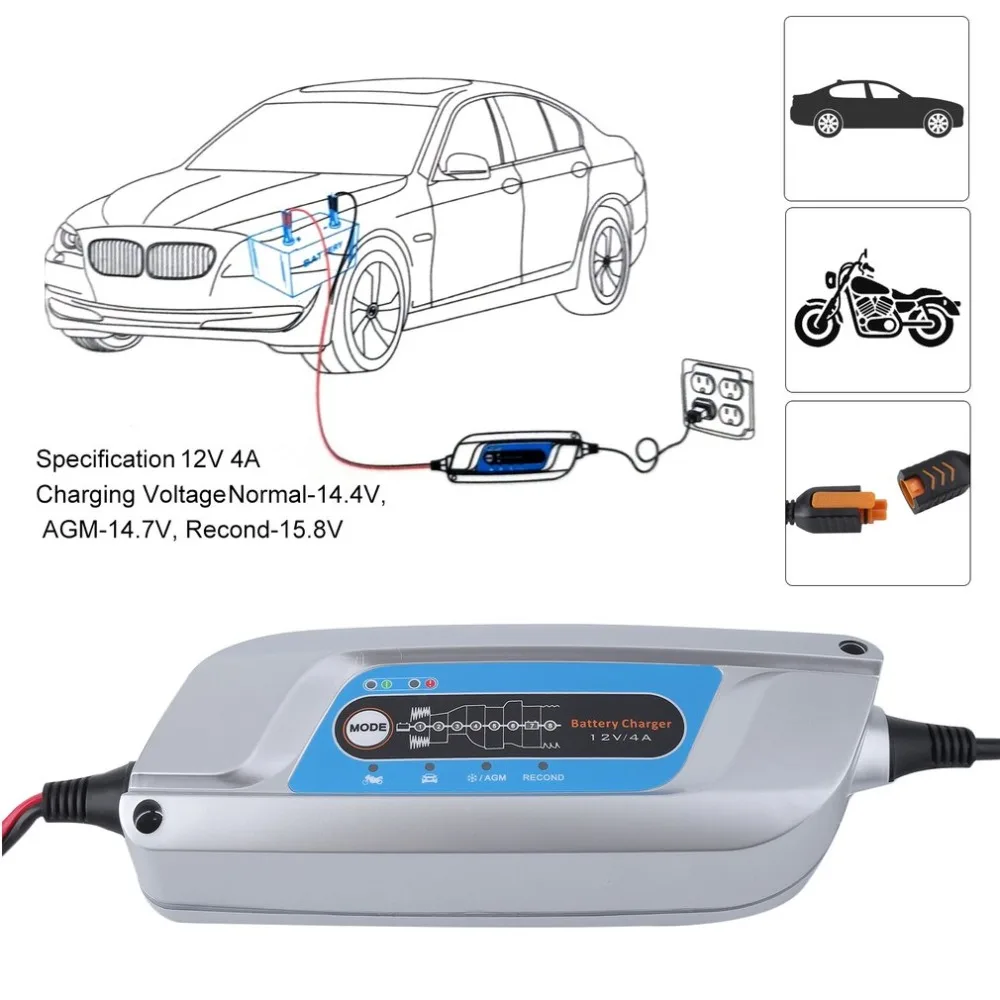 

4.0A 12V Car Bike Battery Professional Smart Car Battery Charger Electronic Durable Trickle Charger