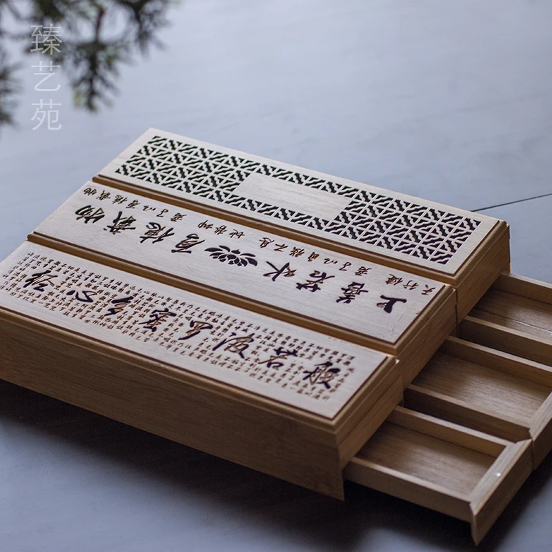 Ладан держатель горелок полый бамбуковый ящик двухслойный Портативный Recliner ладан палка коробка для хранения с ящиком Йога домашний декор