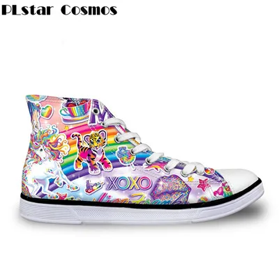 Plstar Cosmos/мужские/женские вулканизированные туфли с 3D принтом Лизы и Франка; высокие парусиновые туфли для мужчин и женщин; повседневная обувь; Прямая - Цвет: 7