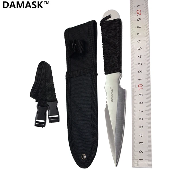 Damask Brand High Quality Fixed Blade Tactical Knife Sharp Triangular Shape Blade With Nylon