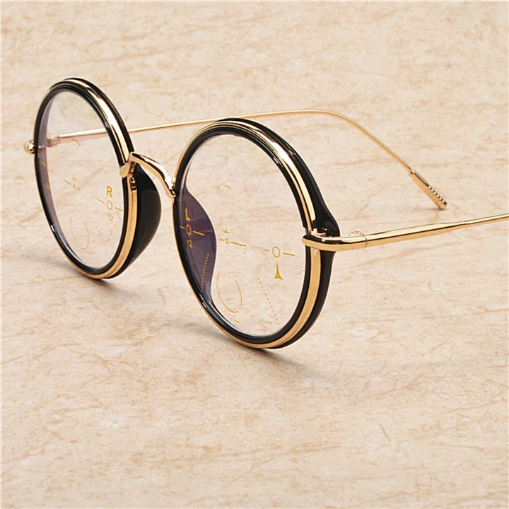 retro fashion round lady progressive multi-focus reading glasses sun photochromic uv400 far and near dual-use glasses NX