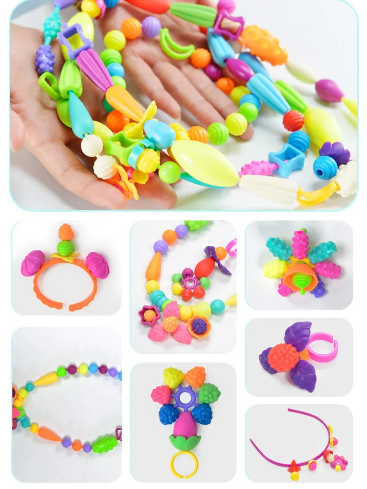 Diy Pop Beads Girls Toys Creativity Needlework Kids Crafts Children's Bracelets Handmade Jewelry Fashion Kit Toy For Girl Gift x7