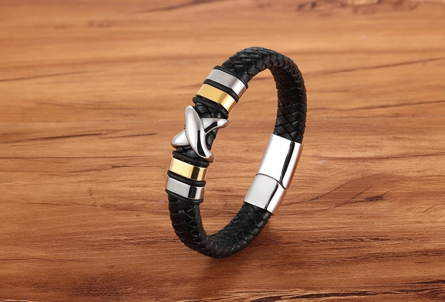 XQNI дизайн браслеты из натуральной кожи для мужчин Геометрическая строчка золотого цвета Высокое качество для дня рождения подарок