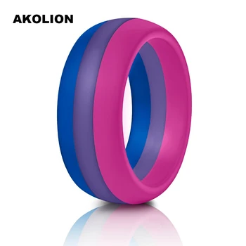 MEJOR COMPRA ❤️ Anillo de Orgullo Bisexual de silicona para hombre, anillos redondos cómodos, joyería de Orgullo Gay, SR-0001, 1 Uds. - discount item 6% OFF Joyas y complementos