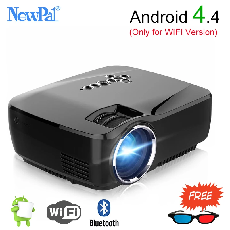 Newpal Mini Portable LED font b Projector b font GP70 Optional Android Bluetooth WiFi 1200Lumens HDMI