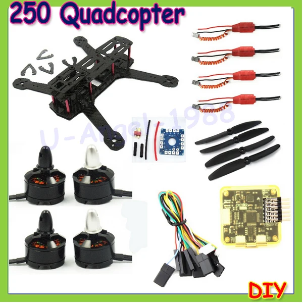

Mini 250 H250 Carbon Fiber Frame 1806 2280 Brushless Motor 12A ESC CC3D Control Board 5030 Propeller For QAV250 Quadcopter DIY