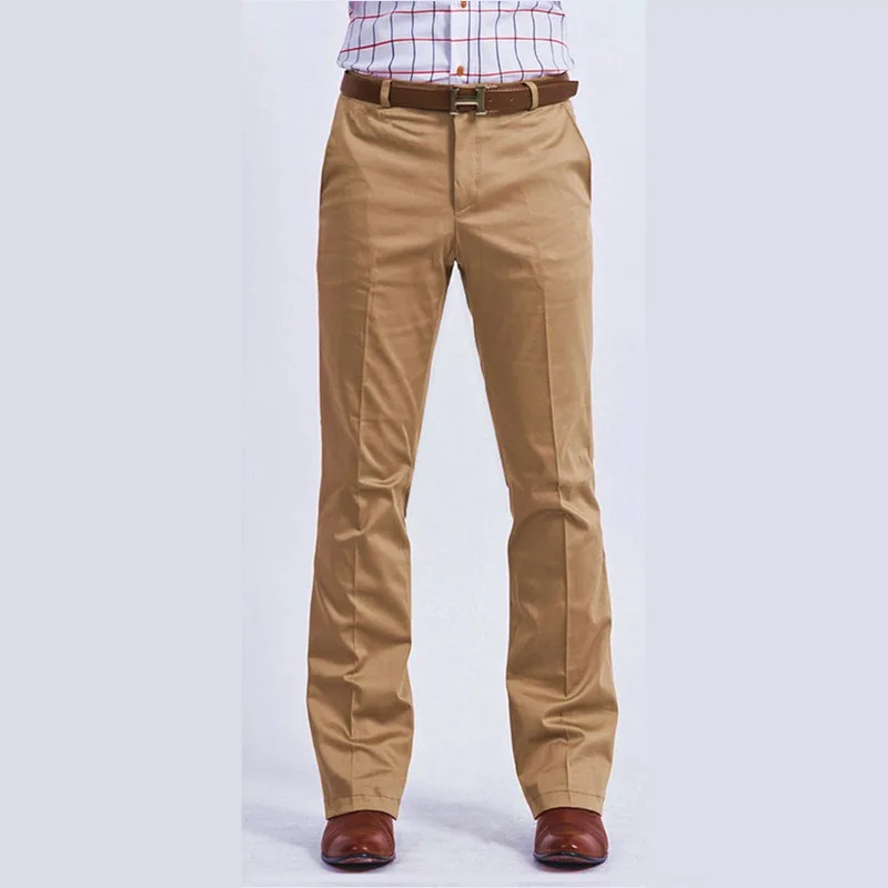 Новинка, мужские расклешенные брюки, строгие брюки, брюки с колокольчиком, белые брюки для танцев, строгие брюки для мужчин, размер 28-37 - Цвет: Khaki