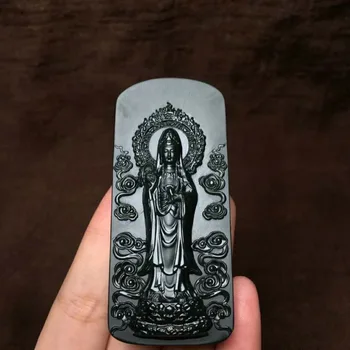 

H47#Hetian jade jade pendant, embossed Guanyin