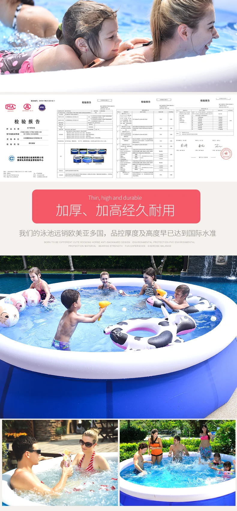 Большой семейный бассейн для детей, взрослых и детей, надувной бассейн с увеличенной плотностью