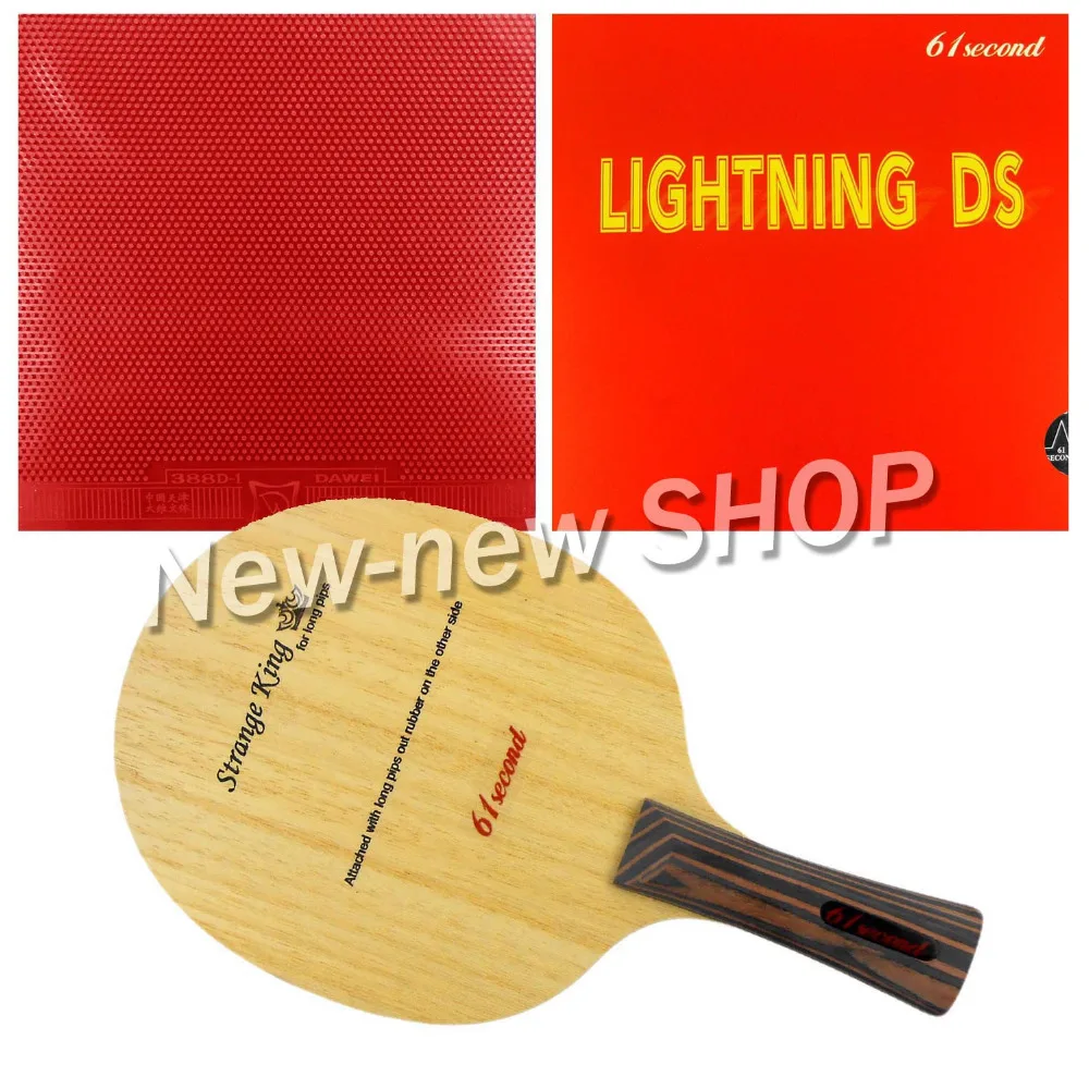 

61second Strange King Blade Shakehand with Lightning DS and Dawei 388D-1 Rubbers for a Racket Long Shakehand FL