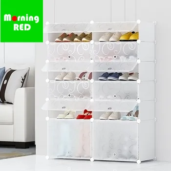 

New Steel Skeleton Transparent Shoebox Dustproof Assembly Shoe Rack Plastic Boots Storage Box for Home Living Room Organizer