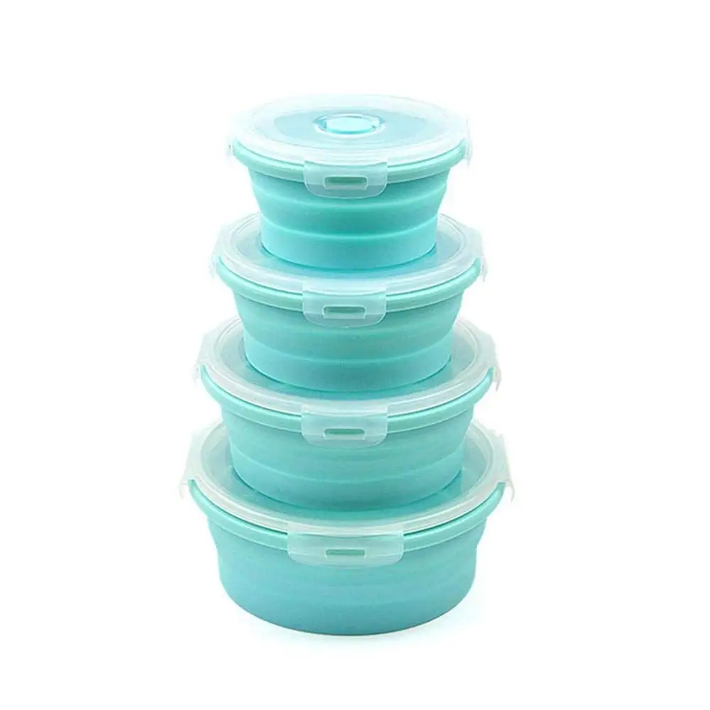 4 Pack Silicone Collapsible Lunch Box Collapsible Food Storage