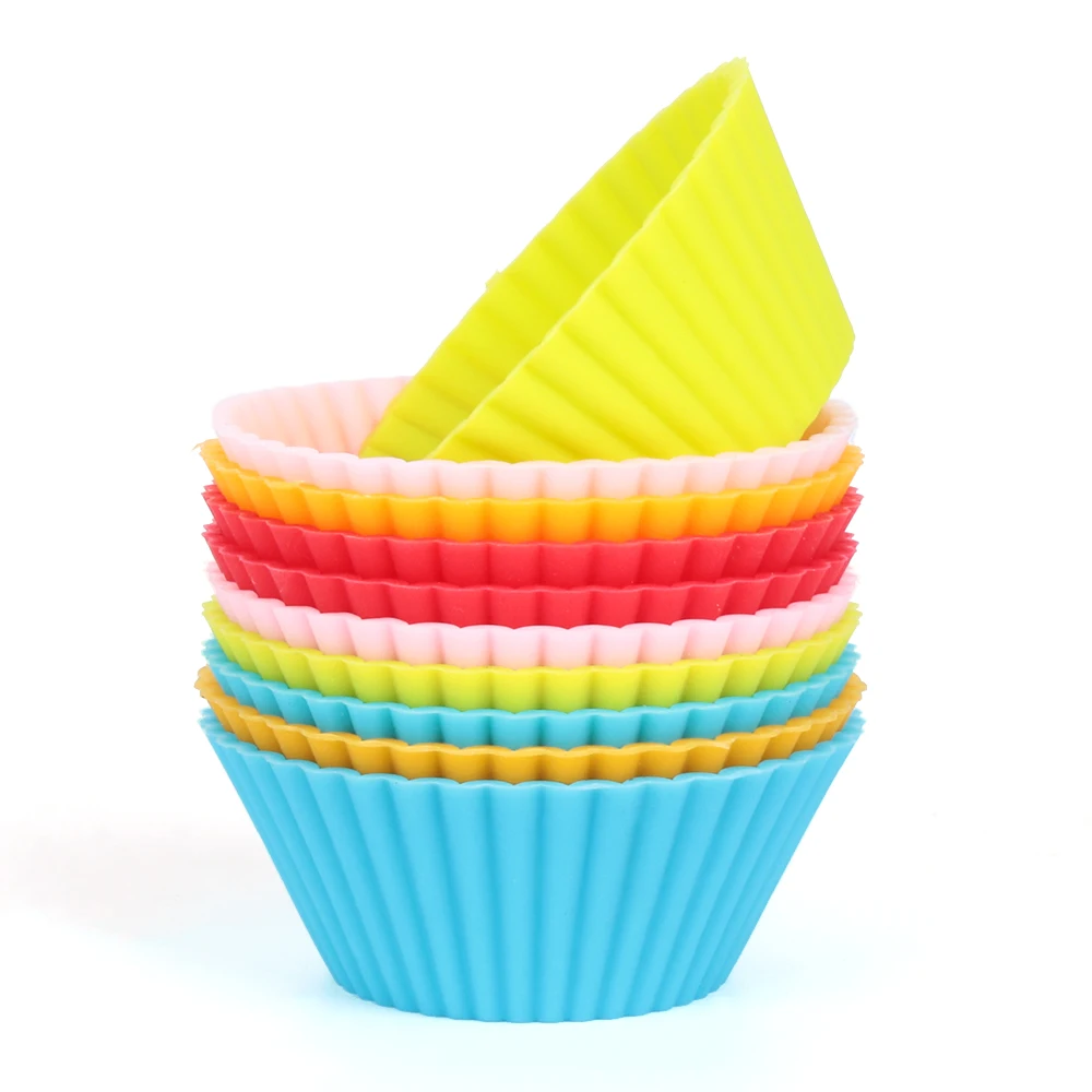 6/12pcs Reusable Silicone Muffin Cases Baking Cup Cupcake Wrapper Paper
