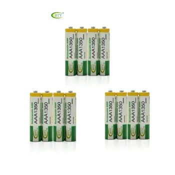 

BTY 12pcs 1350series 350mah 1.2V Rechargeable AAA Battery NI-MH Rechargeable Battery