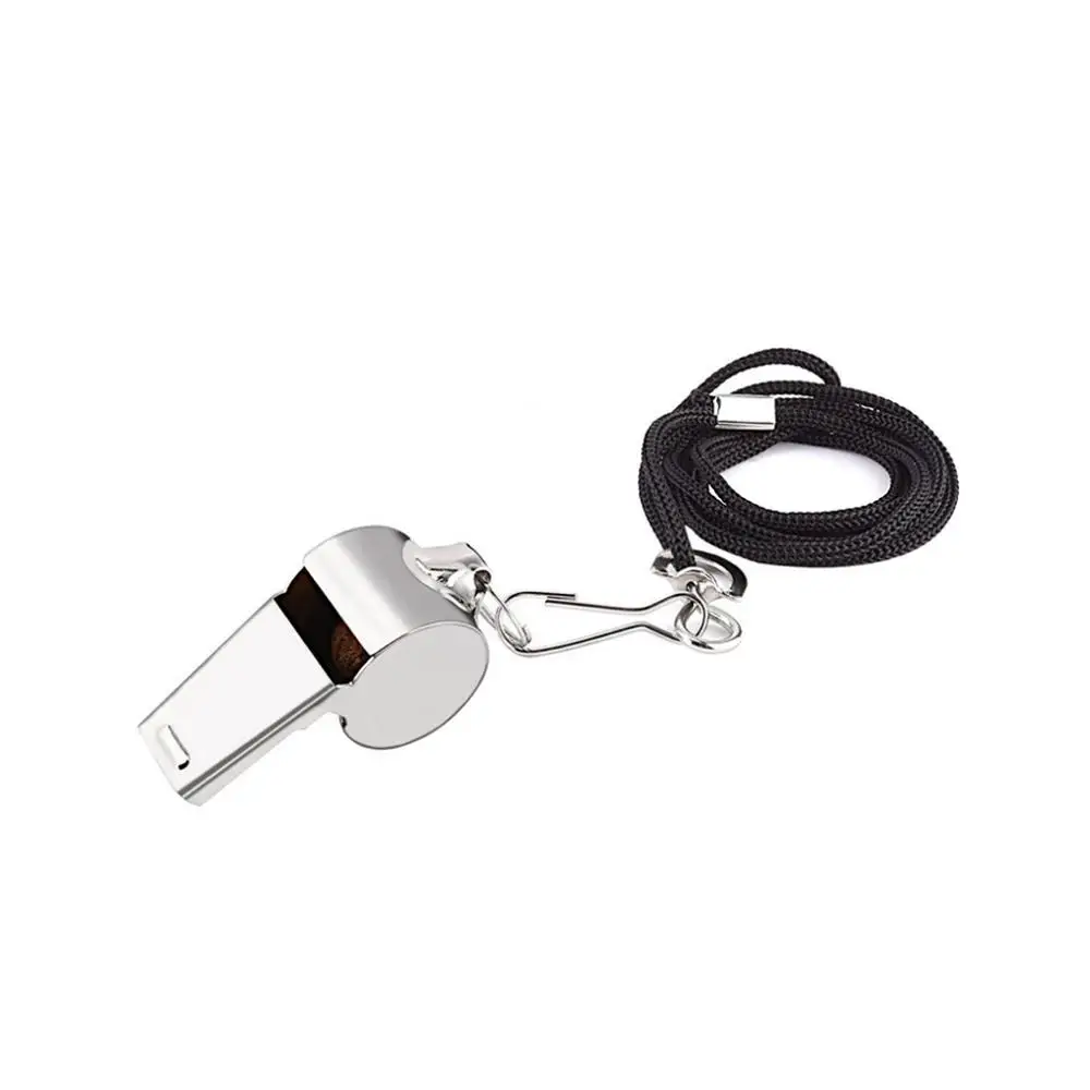 Stainless Steel Outdoor Sport Game Referee Whistle Lanyard Emergency Loud Sound