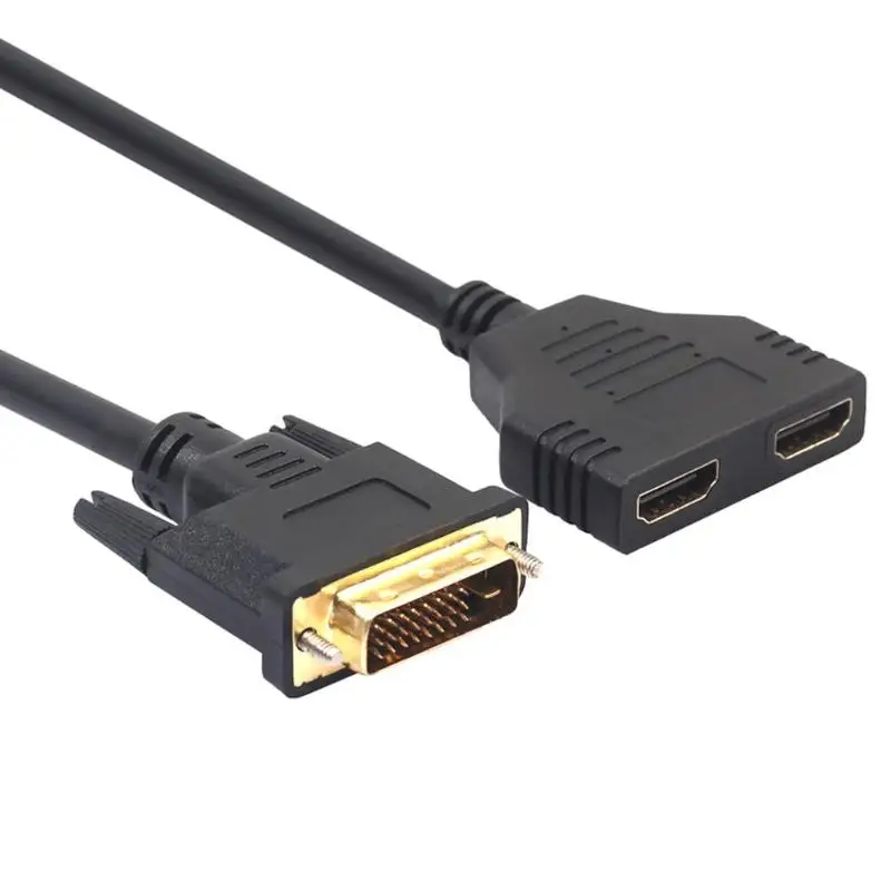 30 см DVI-D Мужской 24+ 1-два HDMI двойной женский сплиттер видео адаптер конвертер кабель провода цифровые кабели видео HDMI кабели