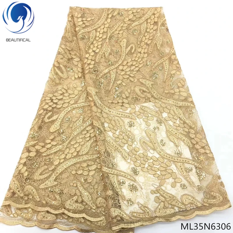 

Beautifical african tulle lace fabrics 2019 high quality laces sequins fabrics dress african laces for women 5yards/lot ML35N63