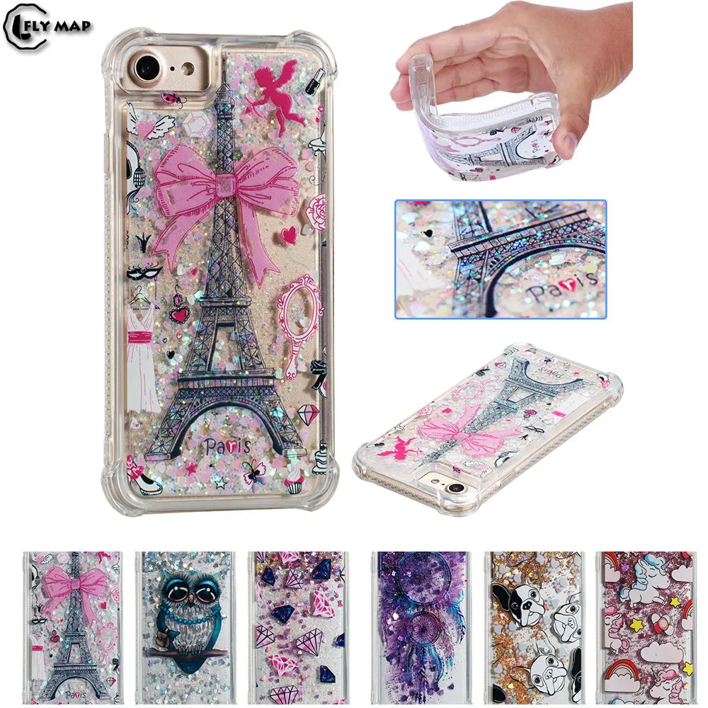 Beste Eenhoorn Uil Cover apple iPhone 7 A1778 A1779 Dynamische Vloeibare puin Quicksand Back Case voor Apple iPhone 8 A1905 A1906 Case