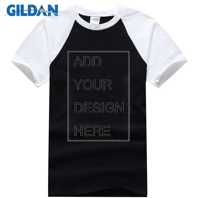 Gildan, хлопок, индивидуальная футболка, мужская, короткий рукав, одноцветная, футболки, хит лета, высокое качество, реглан, футболка, простая Мужская футболка - Цвет: Black white