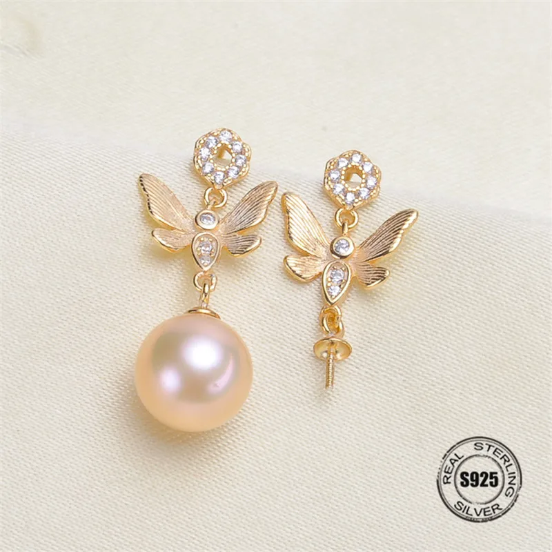 

HOT High Quality 925 Sterling Silver Stud Earrings Settings DIY Pearl Earring Hooks Findings Women's Jewelry Making Accessories