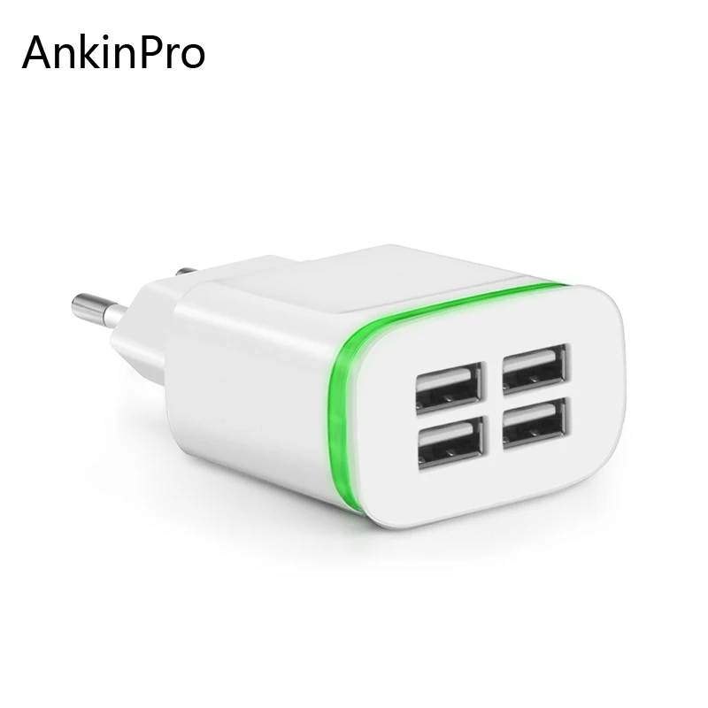 CinkeyPro العالمي 4-منافذ السفر الحائط USB شاحن آيفون 6 5 Samung مهايئ شاحن الهاتف المحمول مصباح ليد الاتحاد الأوروبي التوصيل 5 V 4A