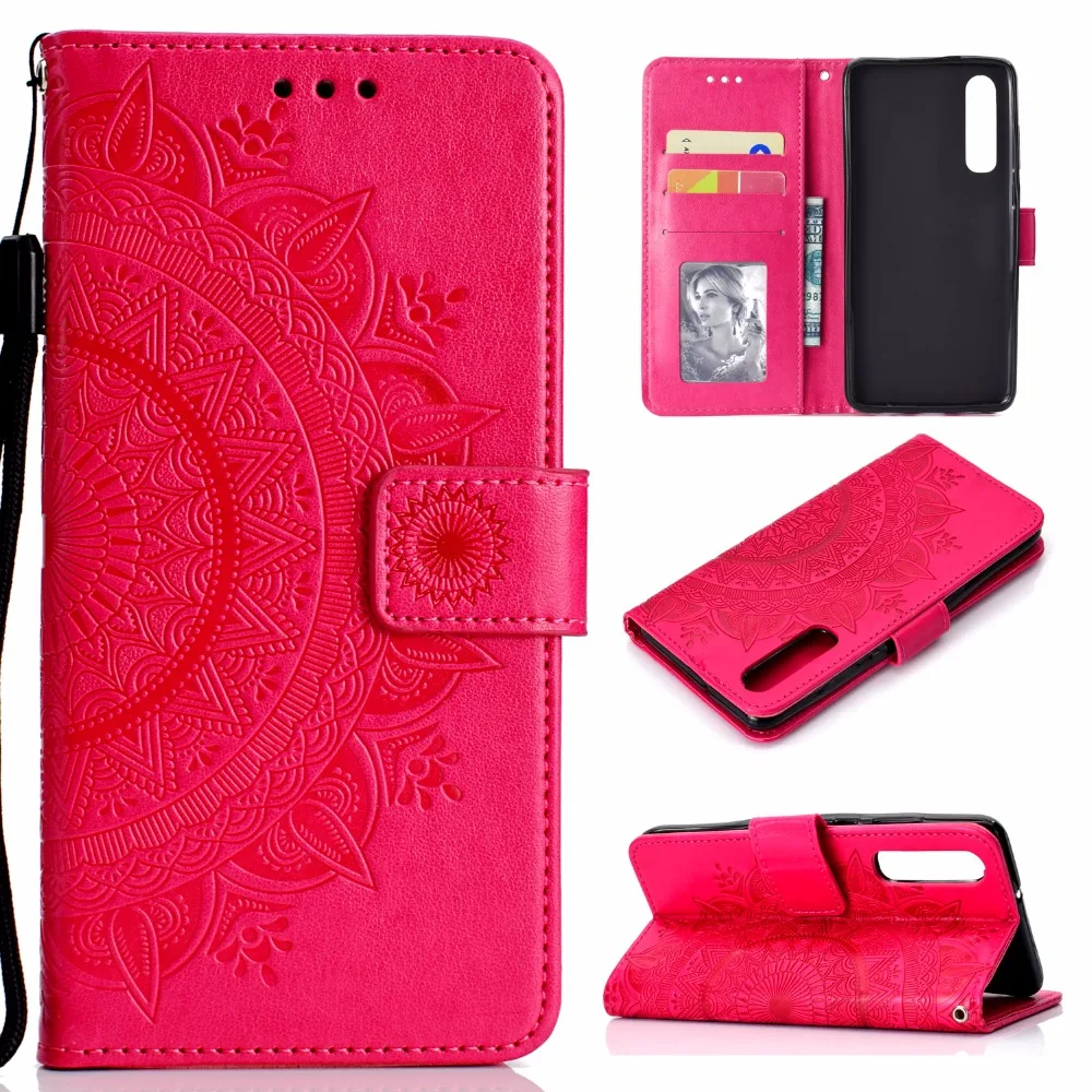 100pcs/lot Totem flower 3 card cover case for Huawei P10 lite P20 P30 pro 2019 leather skin | Мобильные телефоны и