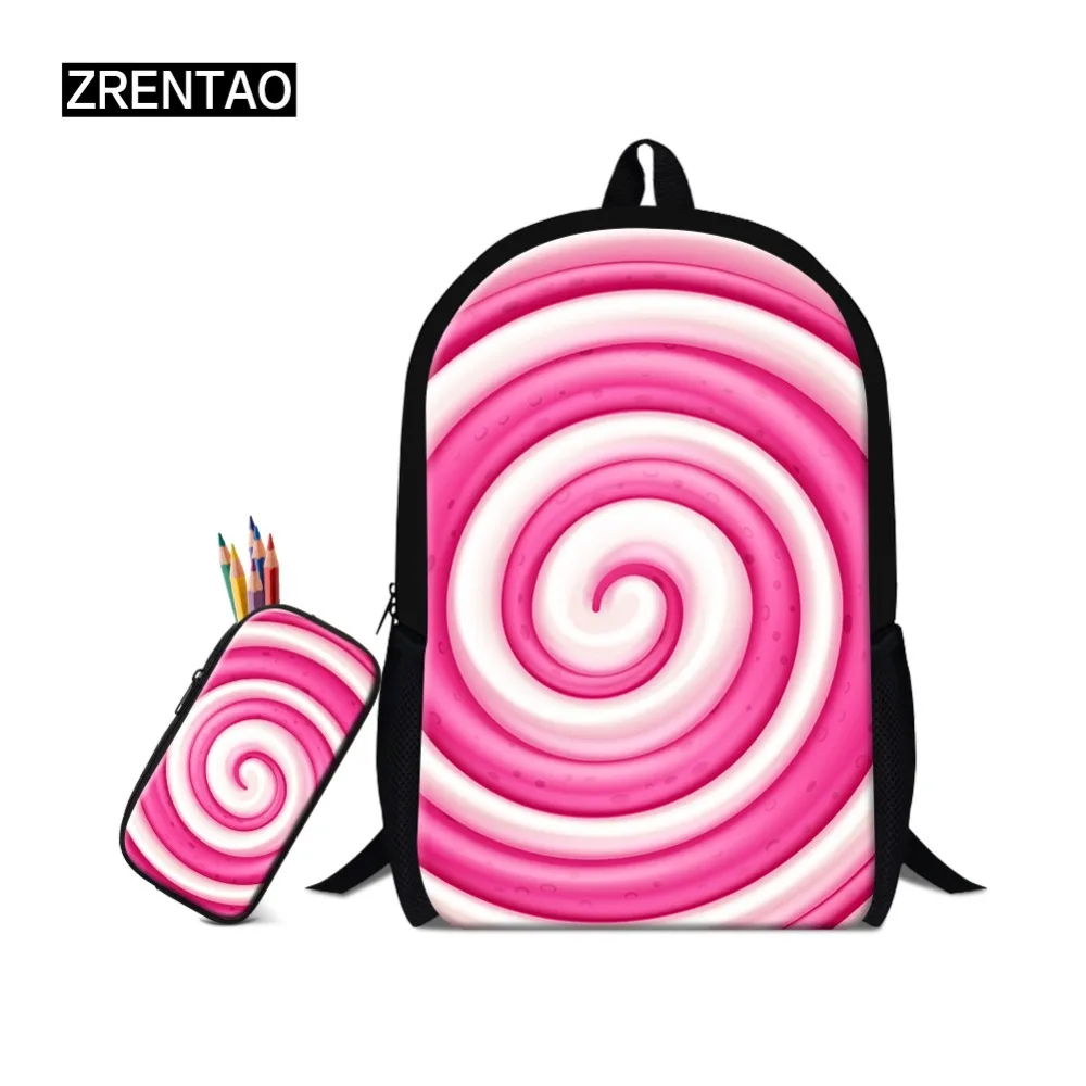 

ZRENTAO 2 PCS\set backpack for children pupils cartoon school backpack girl mochilas double shoulder zipper travel rucksack