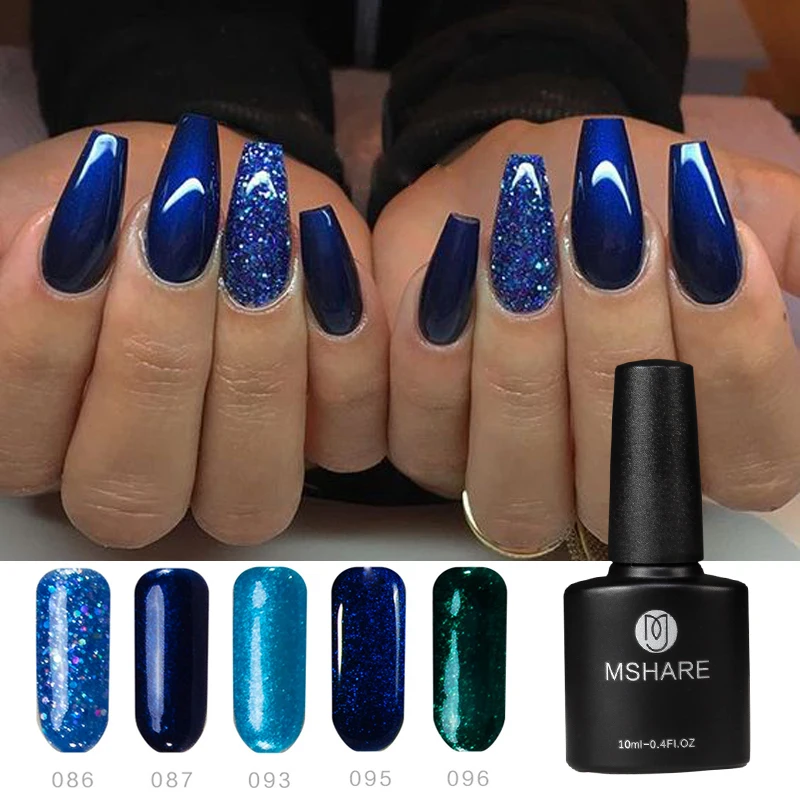 

MSHARE Bling Glitter Deep Blue Black Gray Nude UV Gel Nails UV Gel Nail Varnish Vernis Semi Permanant UV Gel Lak Lacquer