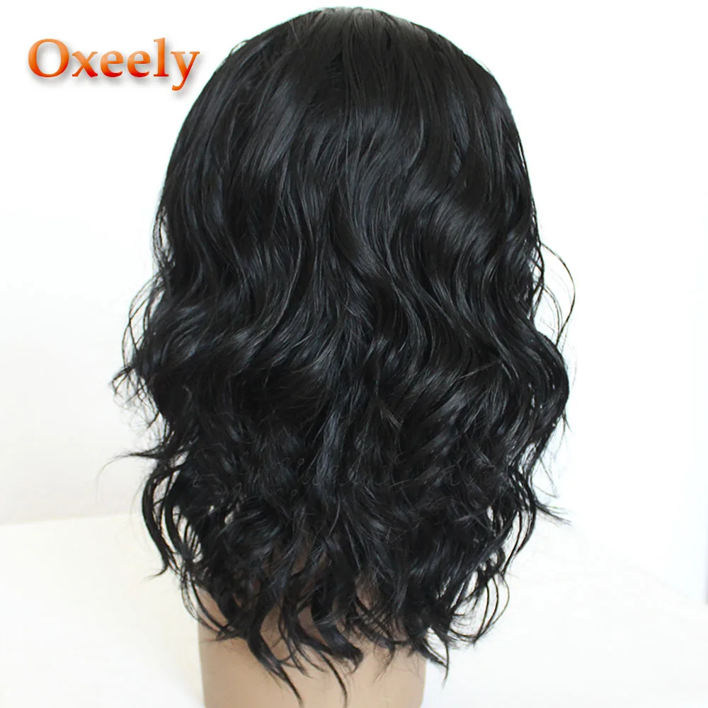 Oxeely боб парики для женщин коричневый цвет кружева передние парики термостойкие натуральные короткие волны синтетические кружева передние парики волокна волос парик - Цвет: DK-H 1B