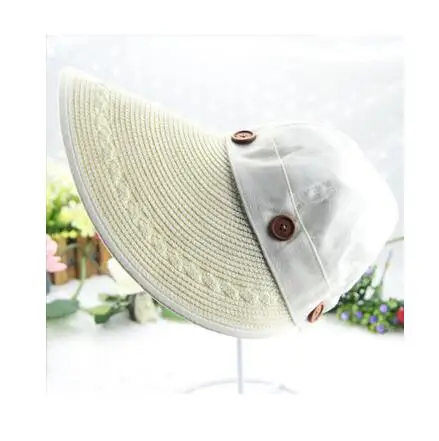 Женские шляпы с широкими большими полями, летняя пляжная шляпа от солнца, соломенная шляпа с пуговицами, летние шляпы для женщин, козырек с УФ-защитой, женская кепка - Цвет: 1