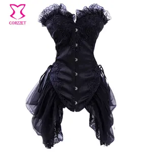 Victorian Lace Corsets and Bustiers Burlesque Espartilhos Corset Corselet Gothic Clothing Skirted Bustier Top Korsett For Women