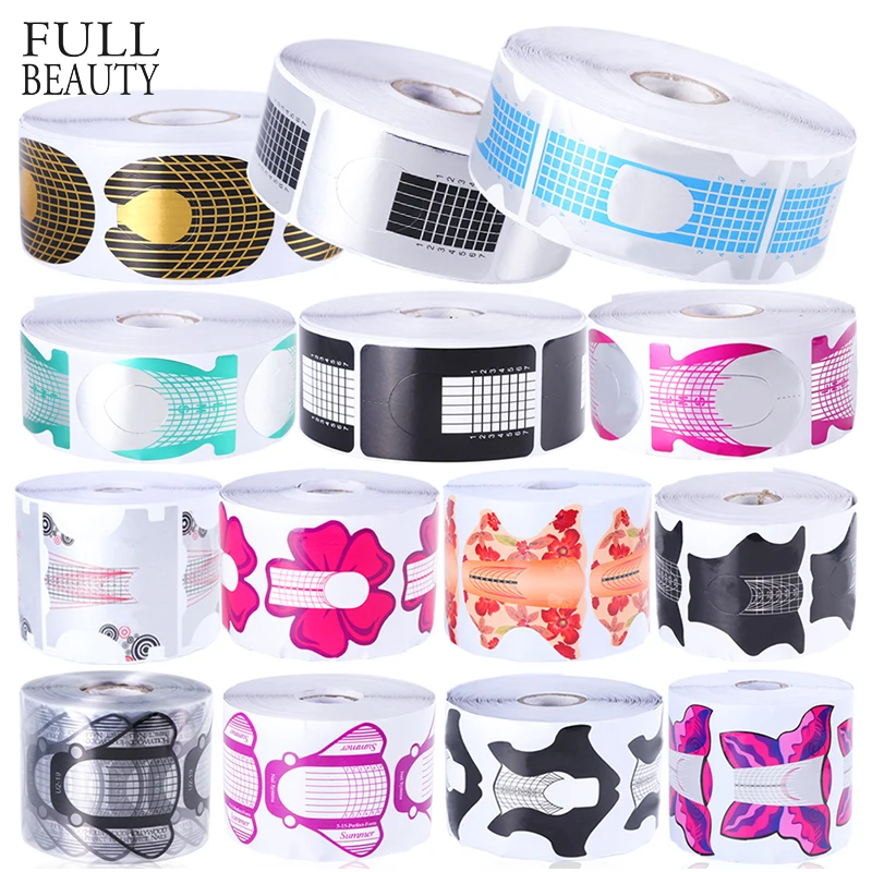 

500pcs Nail Forms Extension Acrylic French Curve Sticker UV Gel Building Self-Adhesive Manicure Guide Salon Accessories CH941-4